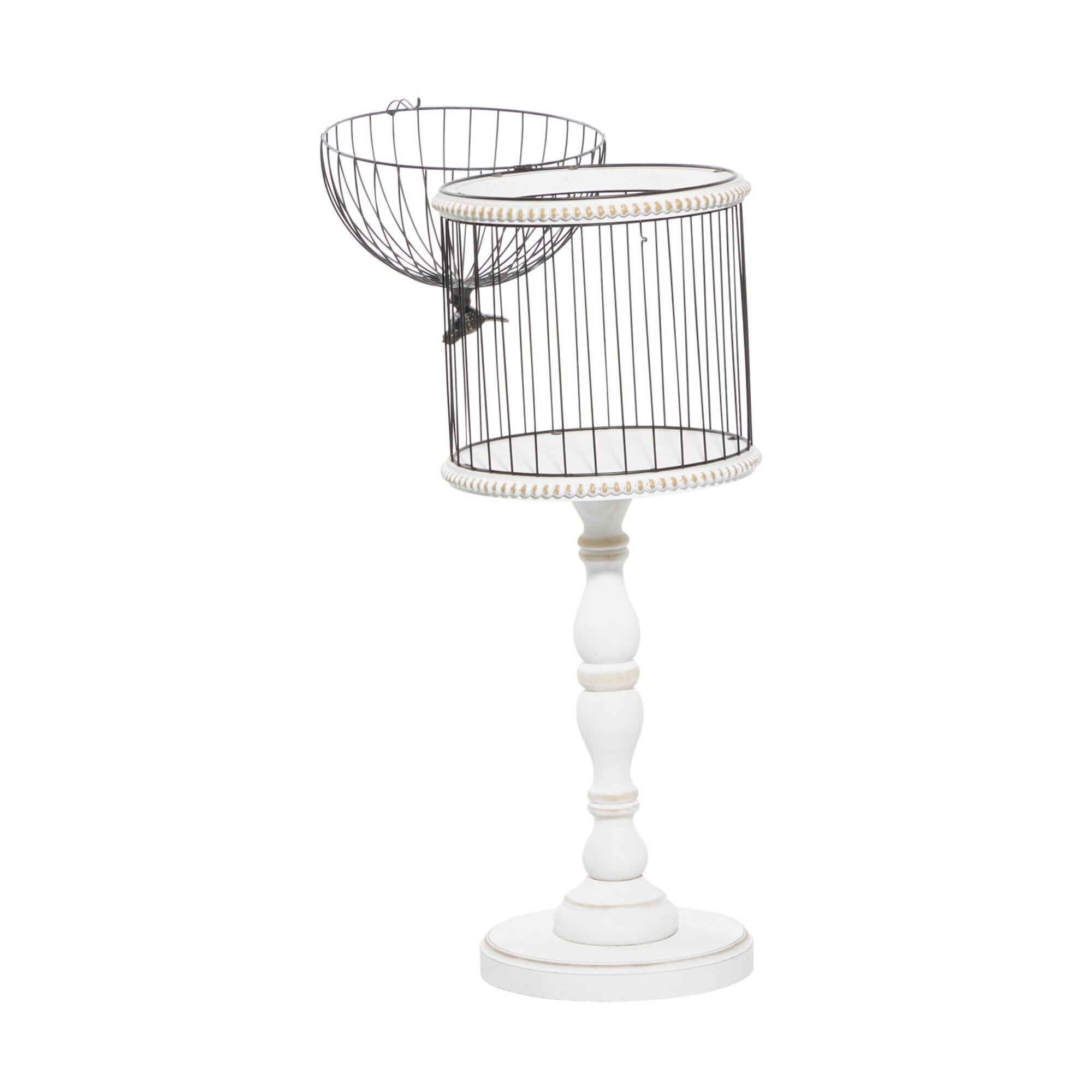 White Wood Farmhouse Birdcage, 44" x 14" x 14"